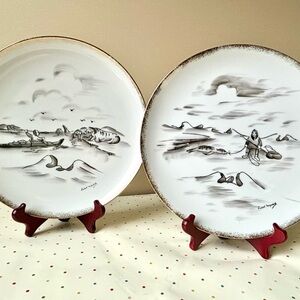Set-2 VNTGAlaska Inuit Wild Hunt Plates Robert Mayokok TransferWare 10.25”rnd